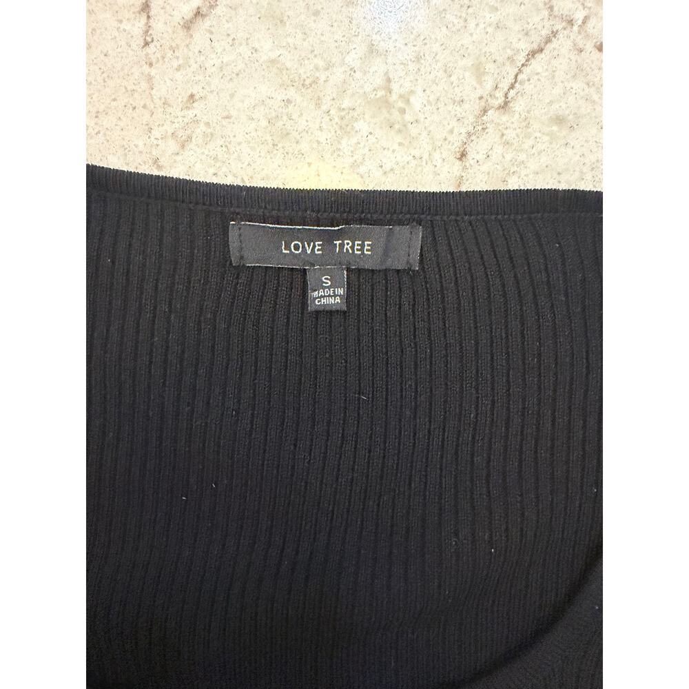 Love Tree Black Cinched Front Ribbed Crop Top - Size Small 🖤 - Picture 5 of 10